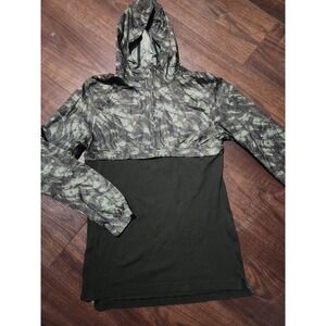 Under‎ Armour Shirt Men's Medium Green Camo Hoodie Performance Military 1/4 Zip